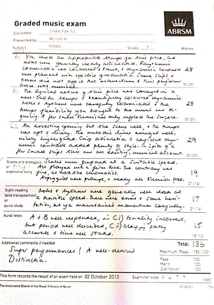 Graded music exam Candidate Presented b ABRSM CHAN PAK TO WULAI K PIANO a-caon an afKom ate.tenlot".cm4 au «u.ad 30 120 Si LAA · 301201 Scales and arpeggios Ju wu traditional song n a 사 M79-О.wiLL row ft,. mang am suun.;htvee Sight-reading t < quick study Total 3 Additional comments if needed っass This form records the result of an exam heid on 02 October 2013 805 5 33201 The Associated Board of the Raval Schanis of Musir,Text,Document,Paper,Font,